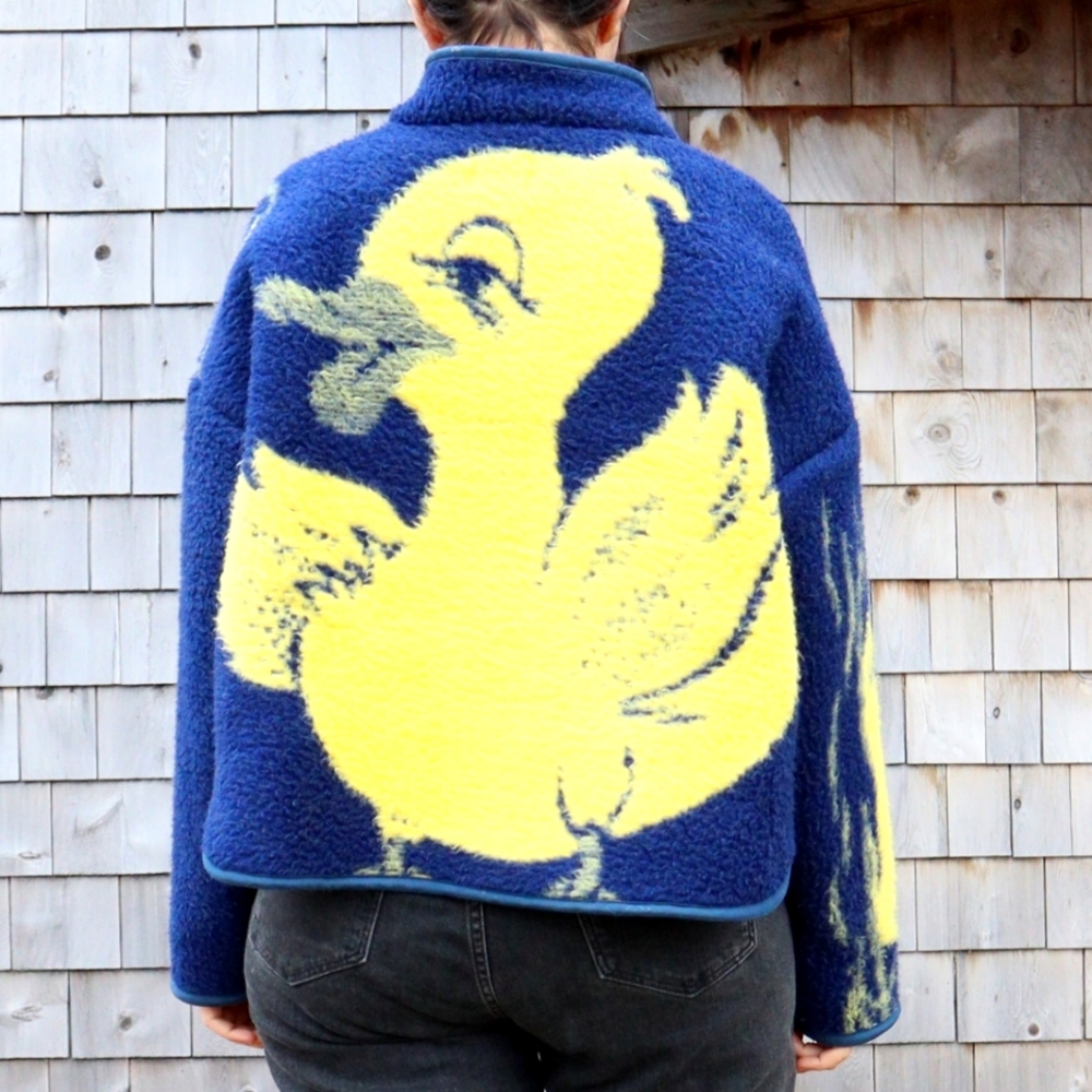 Upcycled Duck Jacket for spring made with a vintage blanket L - XL - Picture 2 of 9